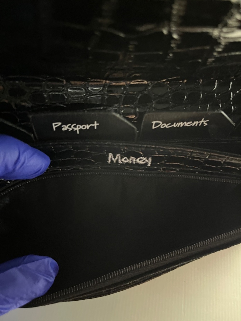 Black Croc-Embossed “File & Fly”Wallet - Picture 6 of 9